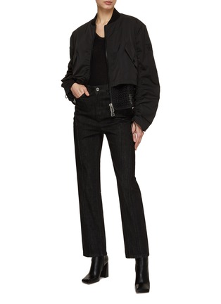 Figure View - Click To Enlarge - ERMANNO SCERVINO - Sheer Insert Cropped Bomber Jacket
