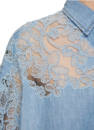  - ERMANNO SCERVINO - Oversized Lace Shoulder Linen Shirt