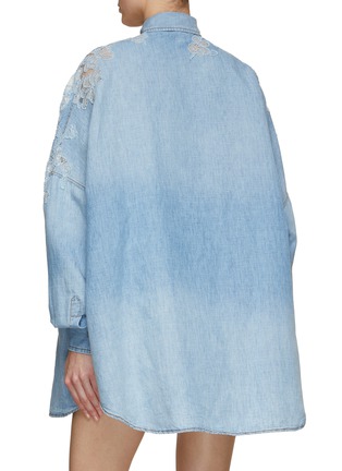 Back View - Click To Enlarge - ERMANNO SCERVINO - Oversized Lace Shoulder Linen Shirt