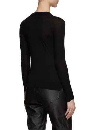 Back View - Click To Enlarge - ERMANNO SCERVINO - Lace Shoulder Fitted Wool Knit Top