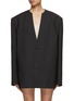 Main View - Click To Enlarge - WE11DONE - Collarless Pinstripe Oversized Blazer