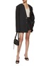 Figure View - Click To Enlarge - WE11DONE - Collarless Pinstripe Oversized Blazer