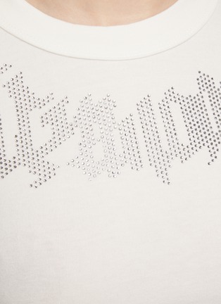  - WE11DONE - Rhinestone Embellished Fitted Crop T-Shirt