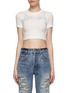 Main View - Click To Enlarge - WE11DONE - Rhinestone Embellished Fitted Crop T-Shirt
