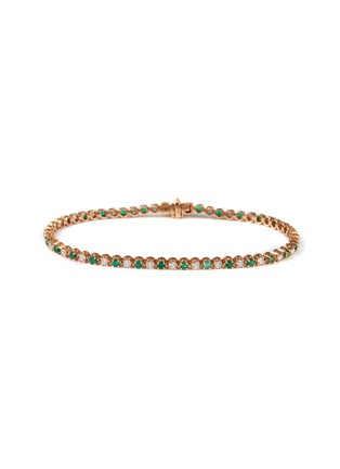 Main View - Click To Enlarge - LC COLLECTION JEWELLERY - 18K Rose Gold Diamond Emerald Tennis Bracelet