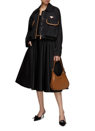 Figure View - Click To Enlarge - PRADA - Leather Trim Re-Nylon Skirt