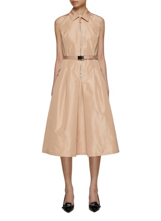 Main View - Click To Enlarge - PRADA - Belted Sleeveless Silk Blend Dress