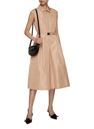 Figure View - Click To Enlarge - PRADA - Belted Sleeveless Silk Blend Dress