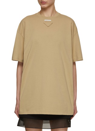 Main View - Click To Enlarge - PRADA - Triangle Patch Crewneck Slouchy T-Shirt