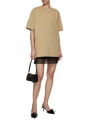 Figure View - Click To Enlarge - PRADA - Triangle Patch Crewneck Slouchy T-Shirt