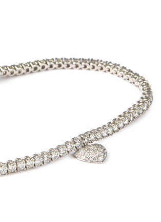 Detail View - Click To Enlarge - LC COLLECTION JEWELLERY - 18K White Gold Diamond Heart Charm Tennis Bracelet