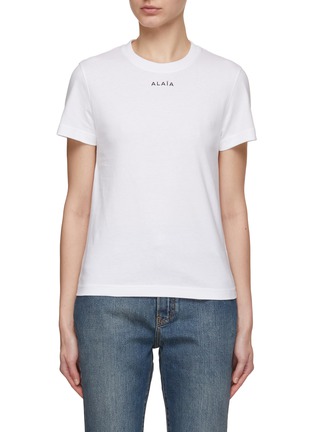 Main View - Click To Enlarge - ALAÏA - Logo Embroidered Cotton T-Shirt