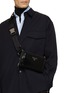 Figure View - Click To Enlarge - PRADA - Tessuto Nylon Spazzolato Brushed Leather Buckle Strap Belt Bag