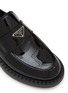 Detail View - Click To Enlarge - PRADA - Prada Logo Patent Leather Chocolate Loafers