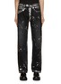 Main View - Click To Enlarge - KHOKI - Silver Printed Dyed Denim Pants