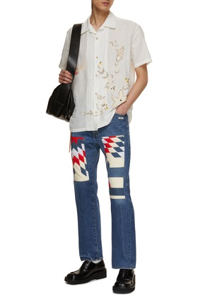 Figure View - Click To Enlarge - KHOKI - Cross-Stitch Linen Cotton Shirt