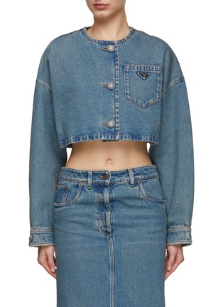 Main View - Click To Enlarge - PRADA - Cropped Denim Chasseur Jacket