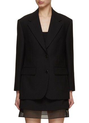 Main View - Click To Enlarge - PRADA - Back Neck Logo Plaque Single Breasted Classic Blazer