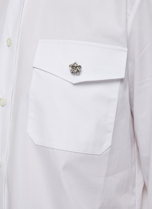  - PRADA - Jewelled Button Back Logo Plaque Poplin Military Shirt