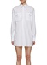 Main View - Click To Enlarge - PRADA - Jewelled Button Back Logo Plaque Poplin Military Shirt