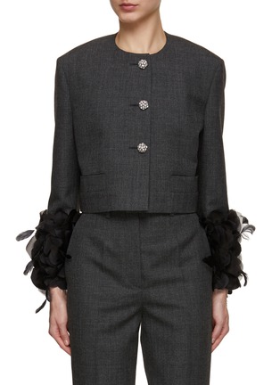 Main View - Click To Enlarge - PRADA - Feather Trim Chausseur Jacket