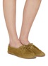 Figure View - Click To Enlarge - PEDDER RED - Nelly Bow Detail Kid Suede Flats
