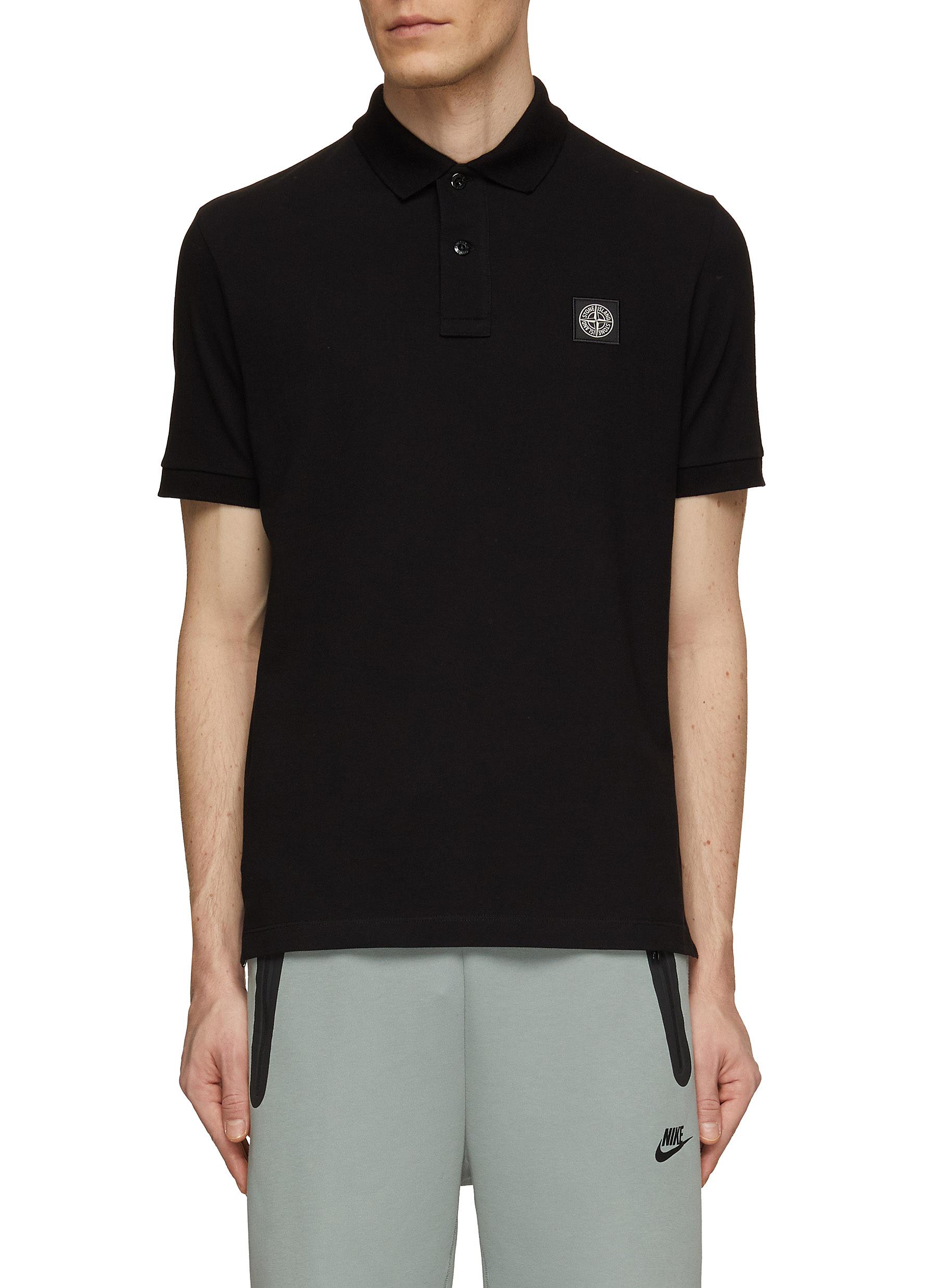 Stone island black top polo shirt