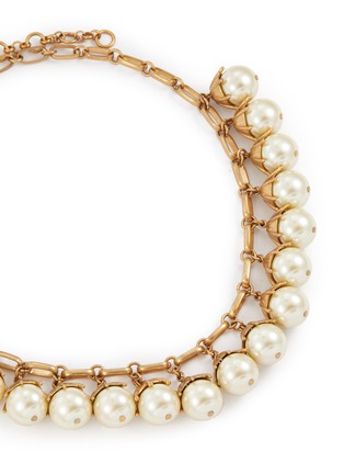 Detail View - Click To Enlarge - LANE CRAWFORD VINTAGE ACCESSORIES - Faux Pearl Gold Toned Dangling Necklace
