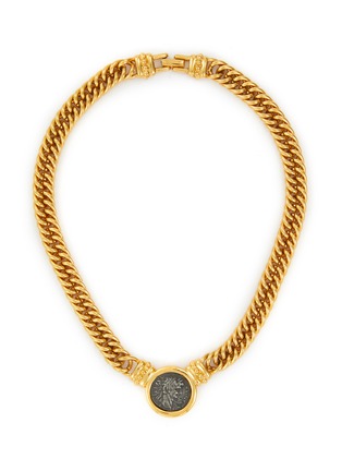Main View - Click To Enlarge - LANE CRAWFORD VINTAGE ACCESSORIES - Vintage Carloee Gold Tone Roman Coin Necklace