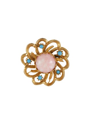 Main View - Click To Enlarge - LANE CRAWFORD VINTAGE ACCESSORIES - Cabochon Faux Turquoise Gold Toned Brooch