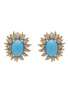 Main View - Click To Enlarge - LANE CRAWFORD VINTAGE ACCESSORIES - Vintage Jomaz Gold Tone Diamante Faux Turquoise Clip On Earrings