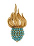 Main View - Click To Enlarge - LANE CRAWFORD VINTAGE ACCESSORIES - Faux Turquoise Gold Toned Flame Brooch