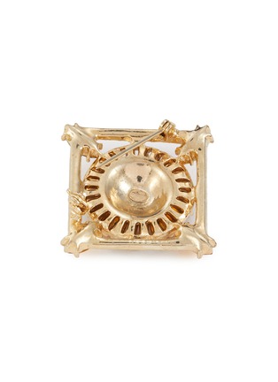 Detail View - Click To Enlarge - LANE CRAWFORD VINTAGE ACCESSORIES - Weiss Diamante Stone Gold Toned Art Deco Square Brooch