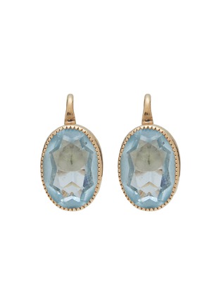 Main View - Click To Enlarge - LANE CRAWFORD VINTAGE ACCESSORIES - Vintage 12K Gold AquaMarine Drop Clip On Earrings