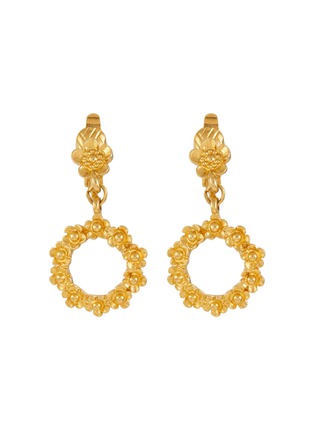 Main View - Click To Enlarge - LANE CRAWFORD VINTAGE ACCESSORIES - Trifari Gold Toned Flower Hoop Earrings