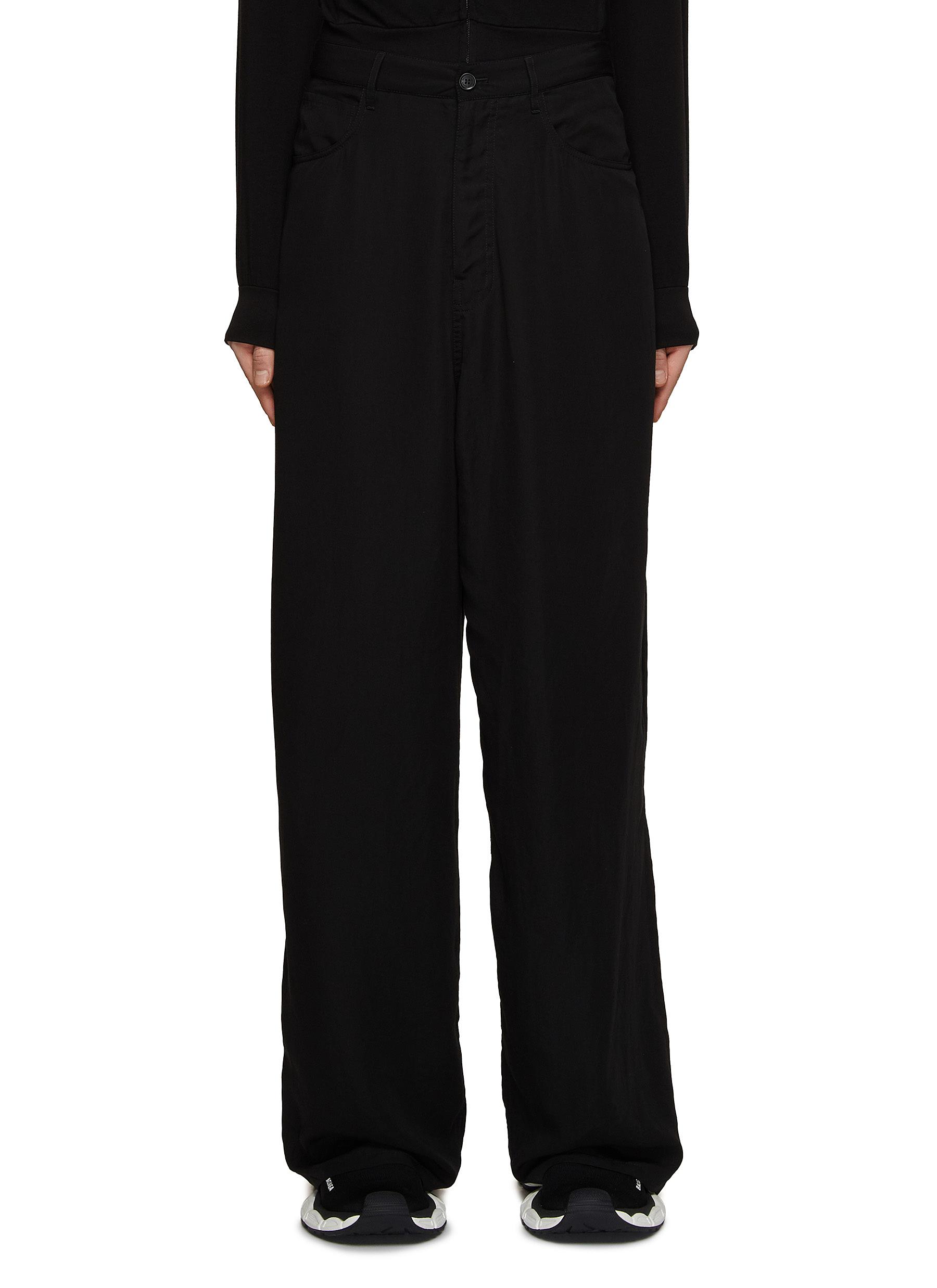Grey Pinstripe wool-barathea wide-leg suit trousers | Balenciaga | MATCHES  UK