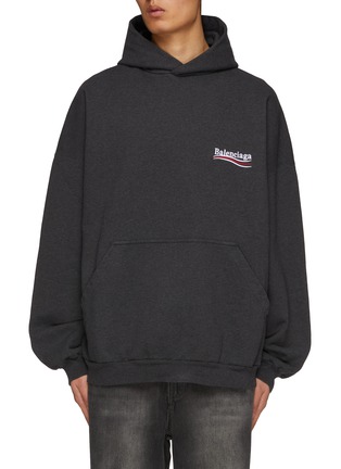 Main View - Click To Enlarge - BALENCIAGA - Embroidered Logo Campaign Oversized Cotton Hoodie