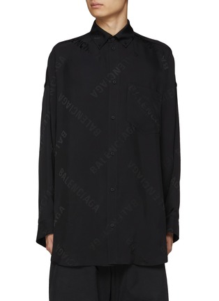 Main View - Click To Enlarge - BALENCIAGA - All Over Logo Fluid Cocoon Shirt