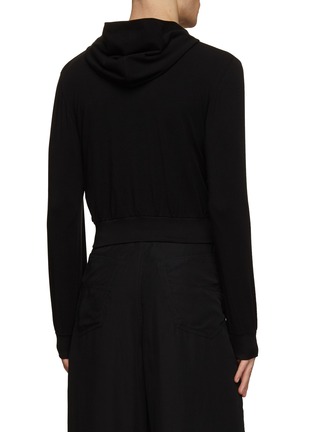 Back View - Click To Enlarge - BALENCIAGA - Cropped Fitted Zip Up Hoodie