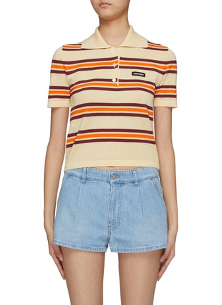 Main View - Click To Enlarge - MIU MIU - Striped Fitted Polo