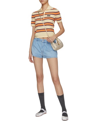 Figure View - Click To Enlarge - MIU MIU - Striped Fitted Polo