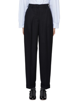 Main View - Click To Enlarge - MIU MIU - Chalkstripe Carrot Leg Wool Pants