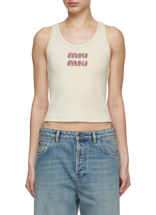 Main View - Click To Enlarge - MIU MIU - Logo Front Tank Top