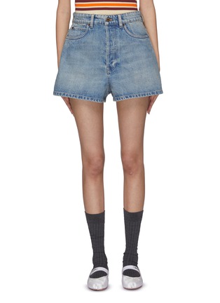 Main View - Click To Enlarge - MIU MIU - Wide Leg Denim Shorts