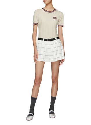 Figure View - Click To Enlarge - MIU MIU - Striped Sable Mini Skirt
