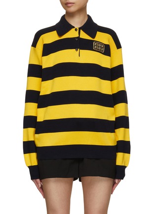 Main View - Click To Enlarge - MIU MIU - Wide Stripes Rugby Top