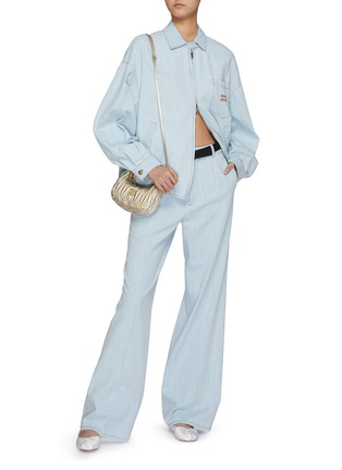 Figure View - Click To Enlarge - MIU MIU - Wide Leg Chambray Jeans