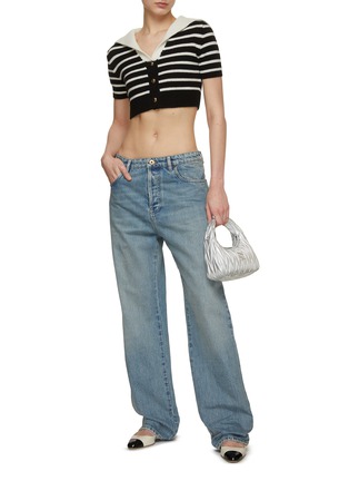 Figure View - Click To Enlarge - MIU MIU - Cropped Stripe Cashmere Cardigan