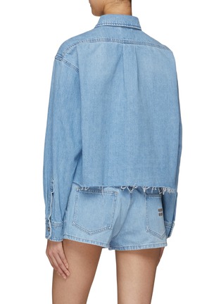 Back View - Click To Enlarge - MIU MIU - Raw Hem Boxy Denim Shirt