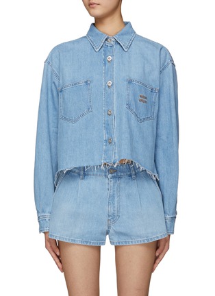 Main View - Click To Enlarge - MIU MIU - Raw Hem Boxy Denim Shirt